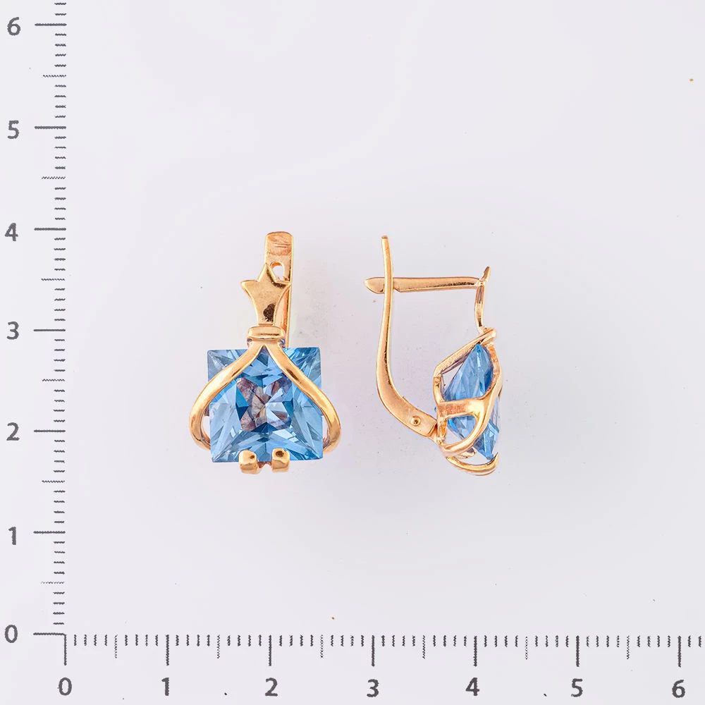 Серьги с топазом из красного золота 585 пробы
