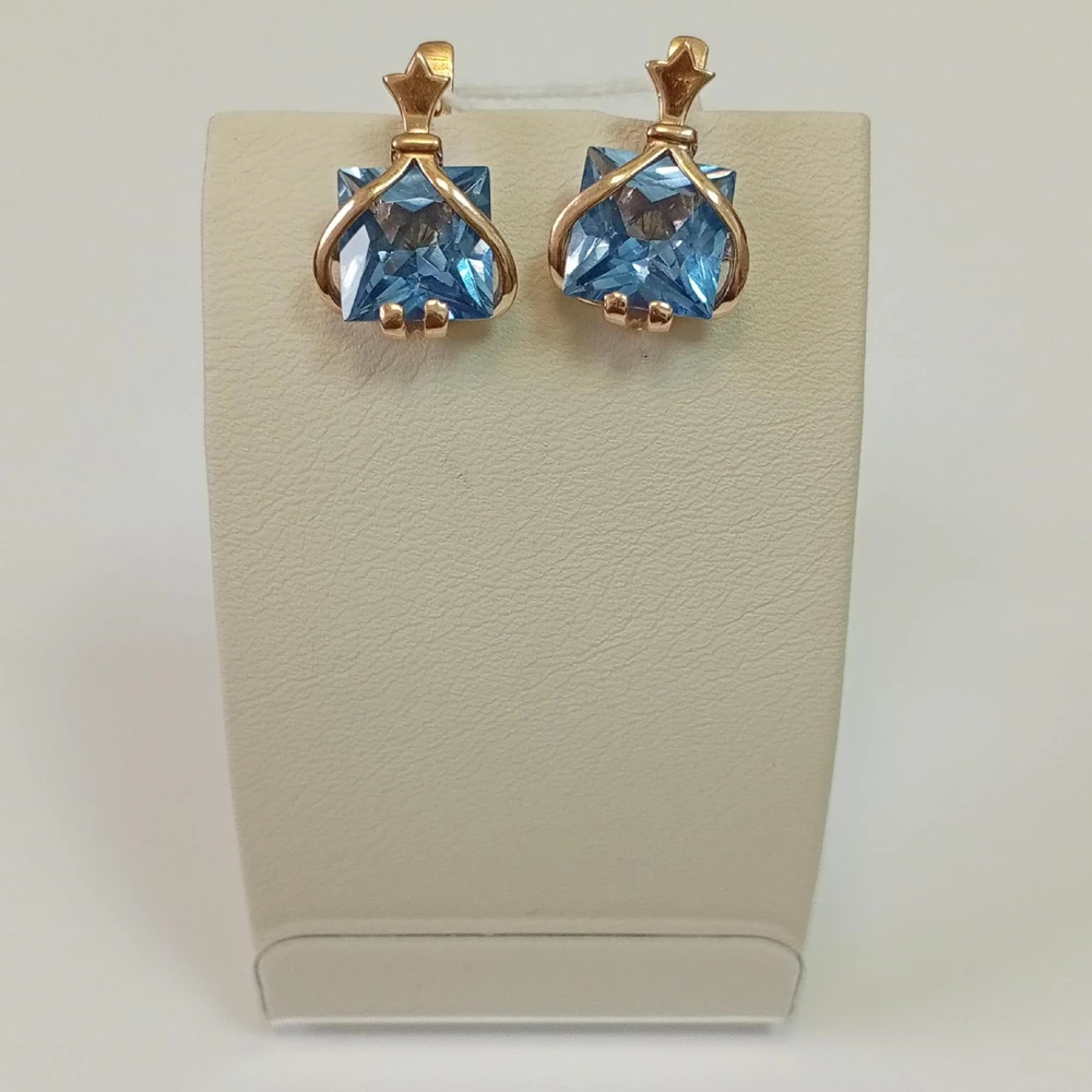 Серьги с топазом из красного золота 585 пробы
