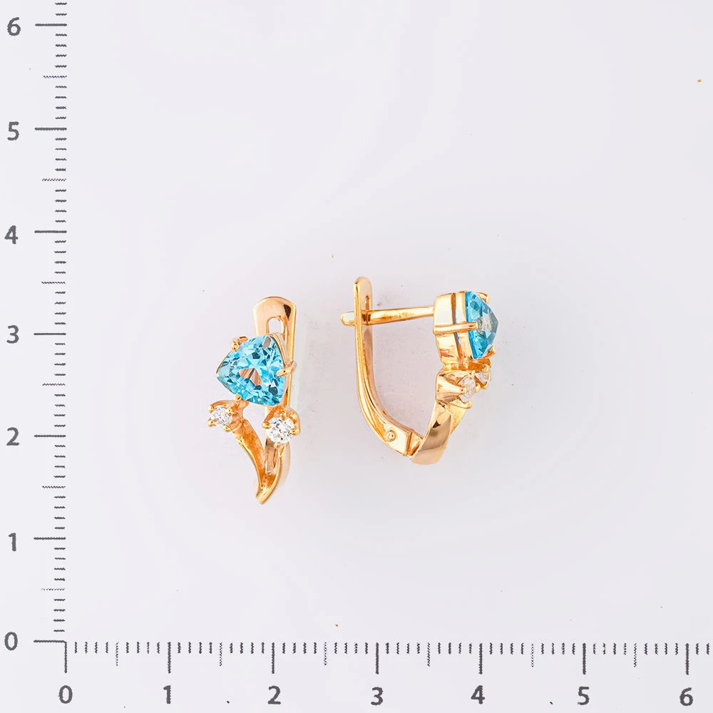 Серьги с топазом из красного золота 585 пробы
