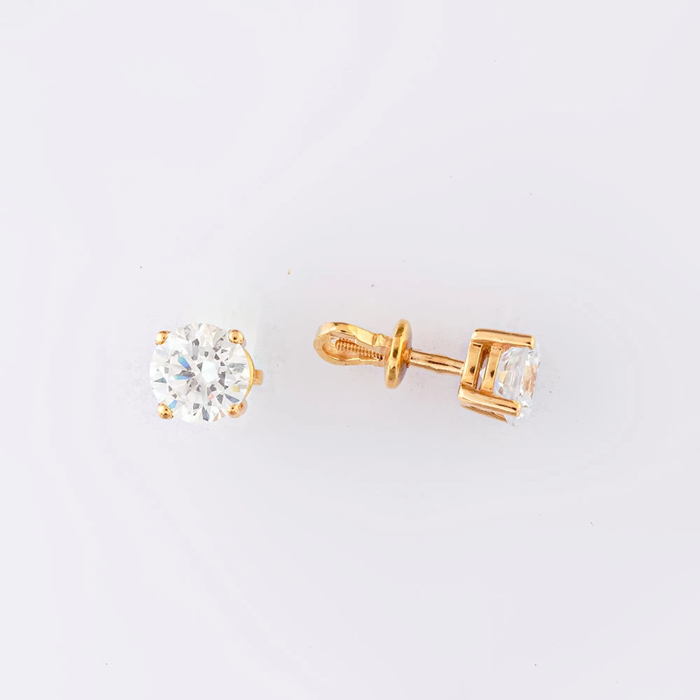 Серьги с фианитом из красного золота 585 пробы