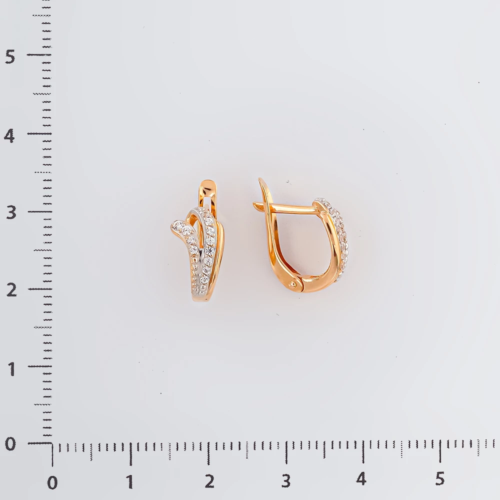 Серьги с фианитом из красного золота 585 пробы