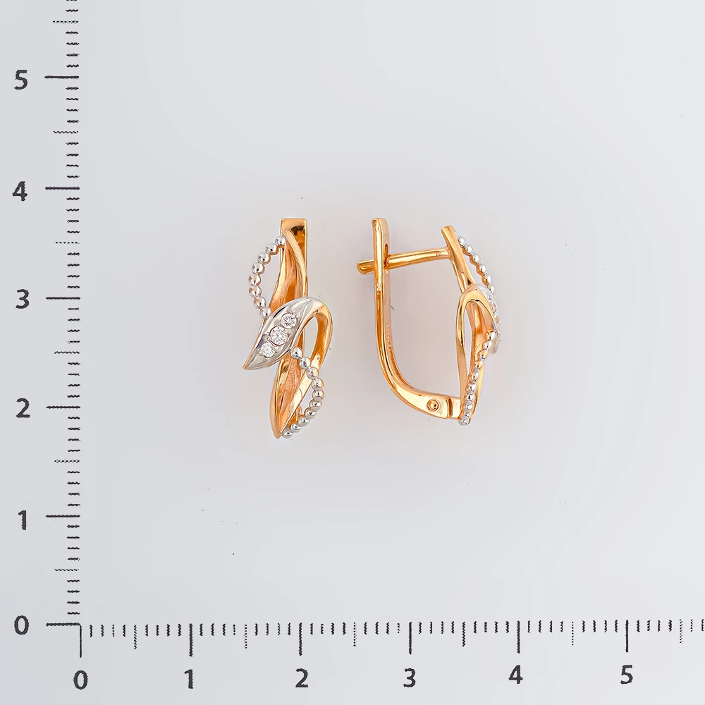 Серьги с фианитом из красного золота 585 пробы