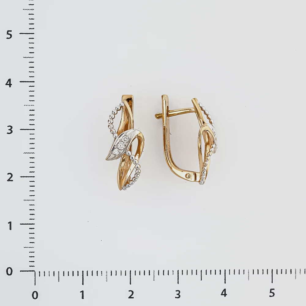 Серьги с фианитом из красного золота 585 пробы