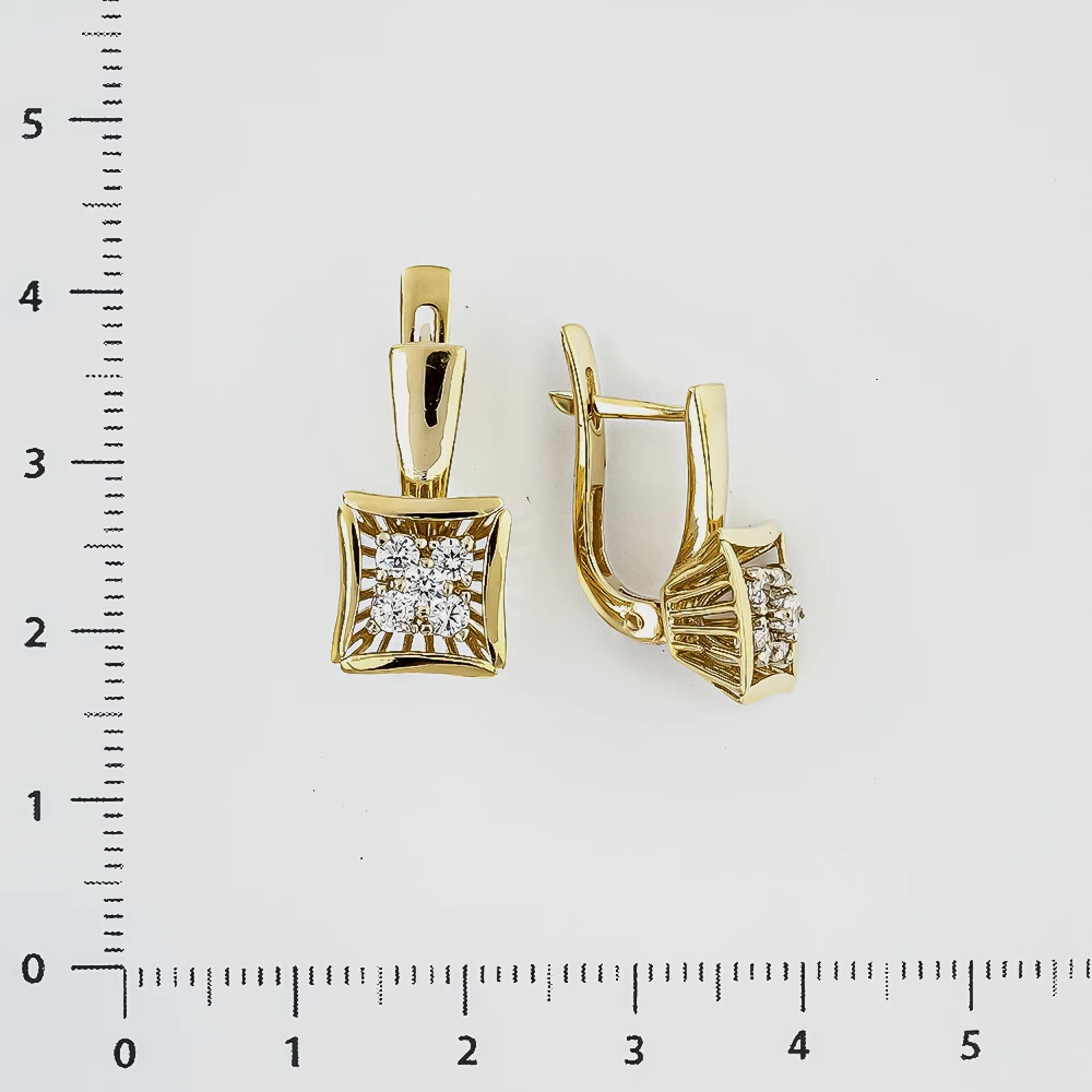 Серьги с фианитом из желтого золота 585 пробы