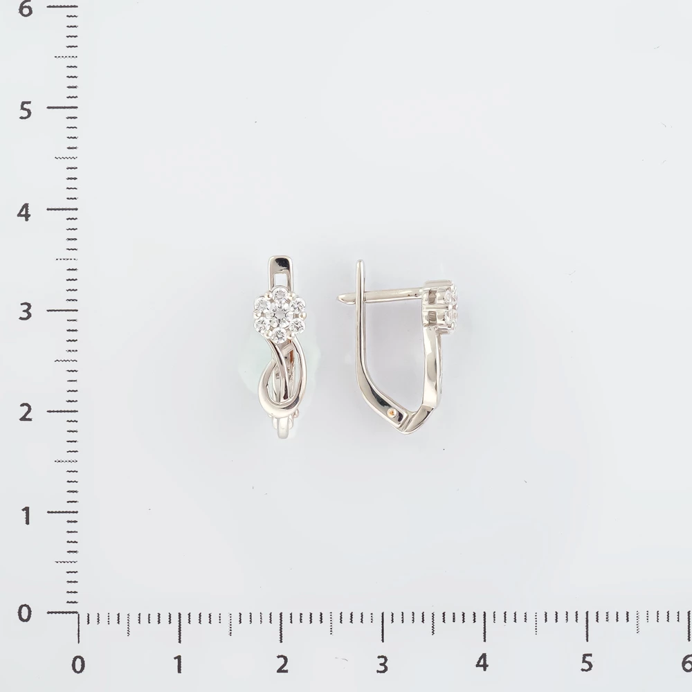 Серьги с фианитом из белого золота 585 пробы