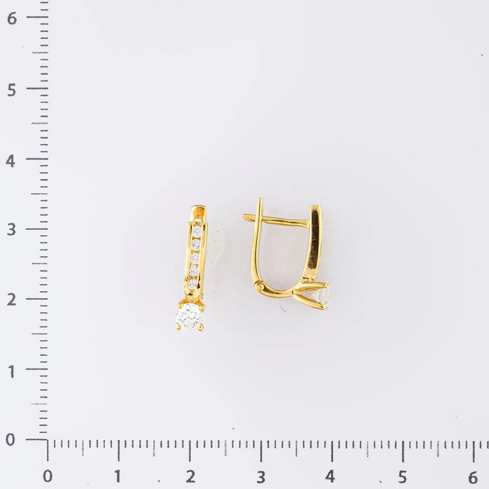 Серьги с бриллиантом из желтого золота 585 пробы