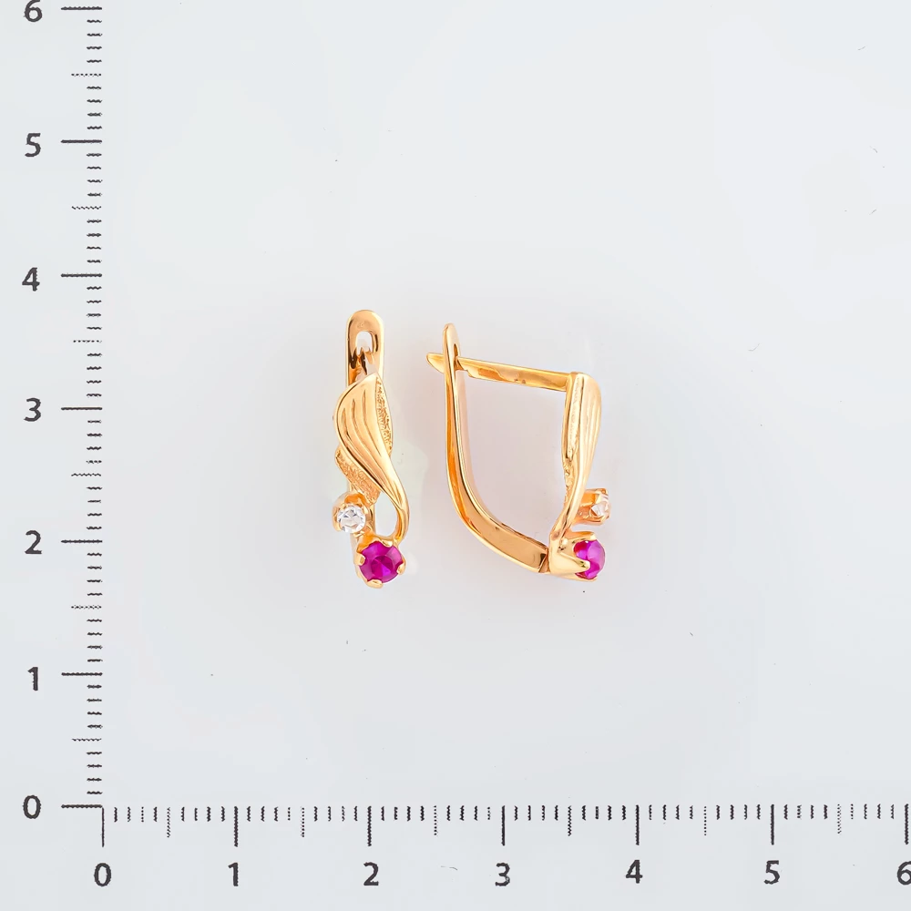 Серьги с фианитом из красного золота 583 пробы