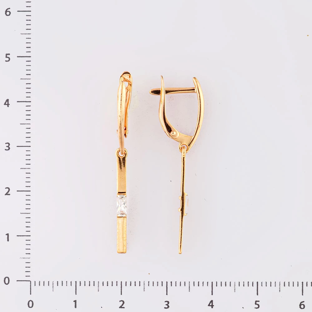 Серьги с фианитом из красного золота 585 пробы