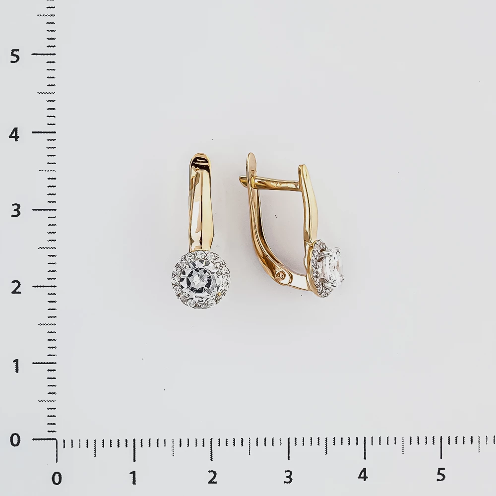 Серьги с фианитом из красного золота 585 пробы