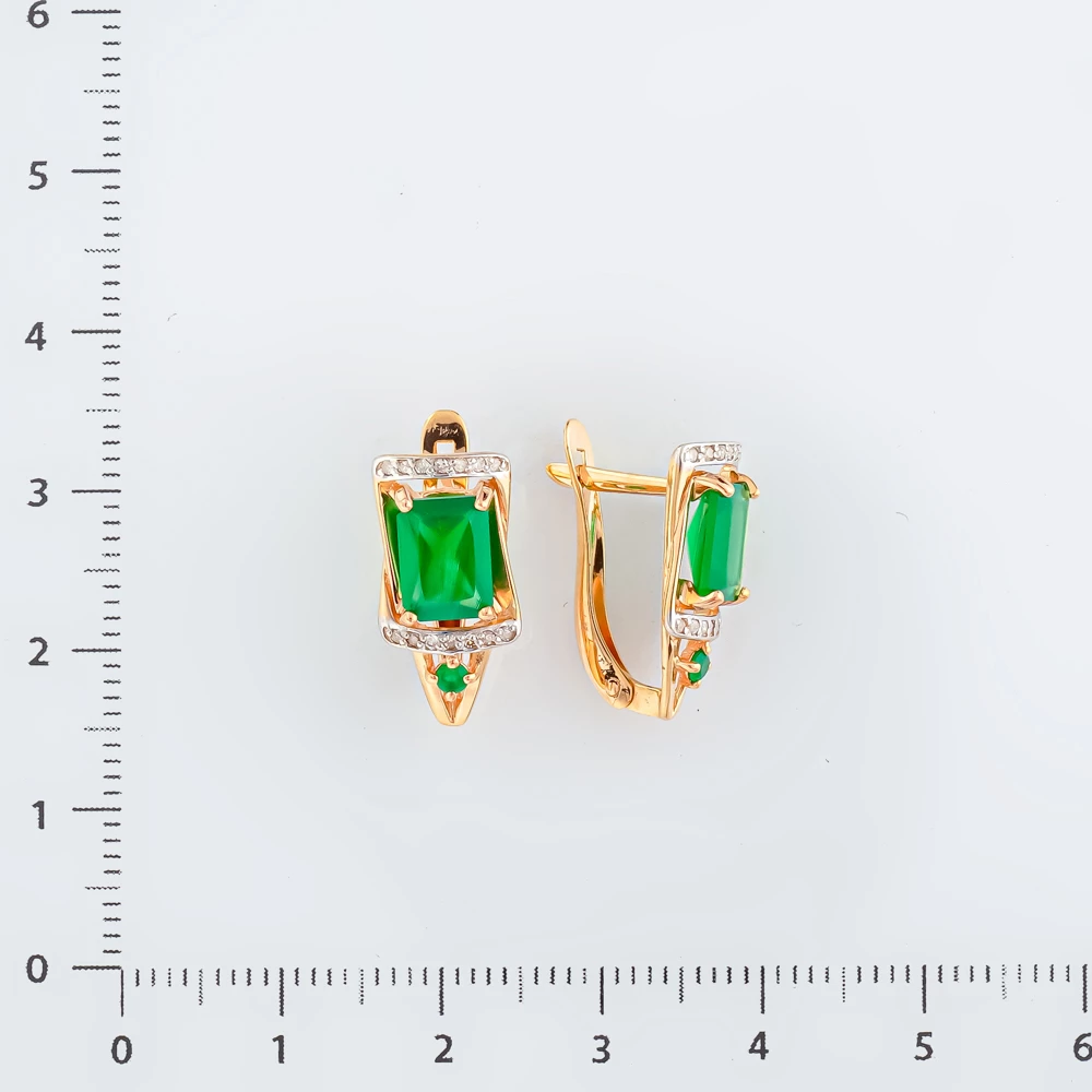 Серьги с агатом из красного золота 585 пробы