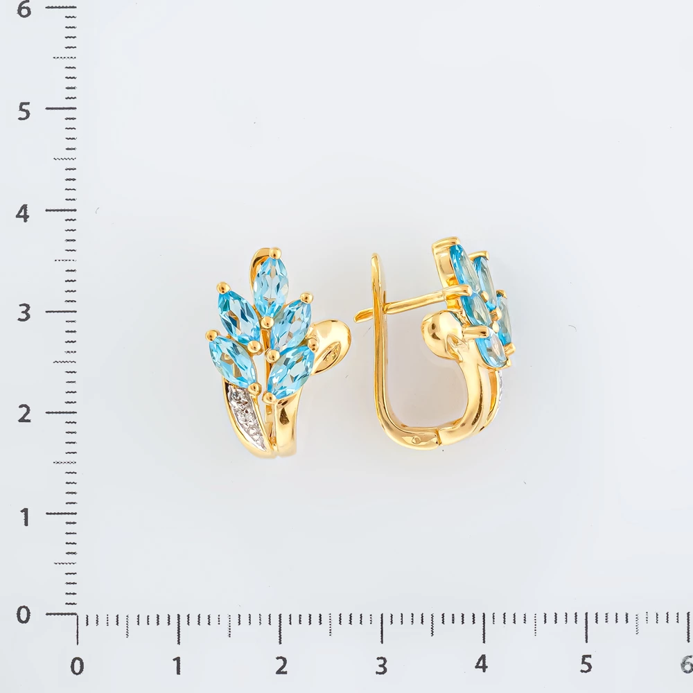 Серьги с топазом из красного золота 585 пробы