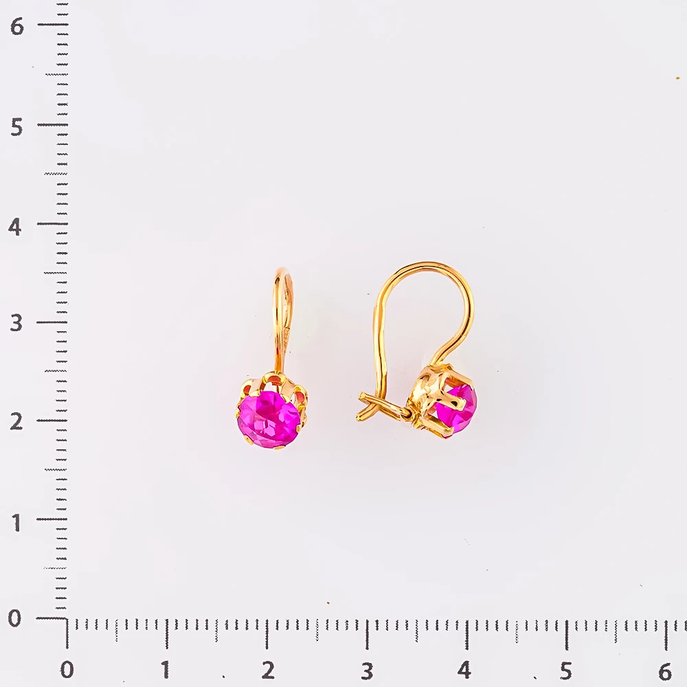 Серьги с фианитом из красного золота 583 пробы