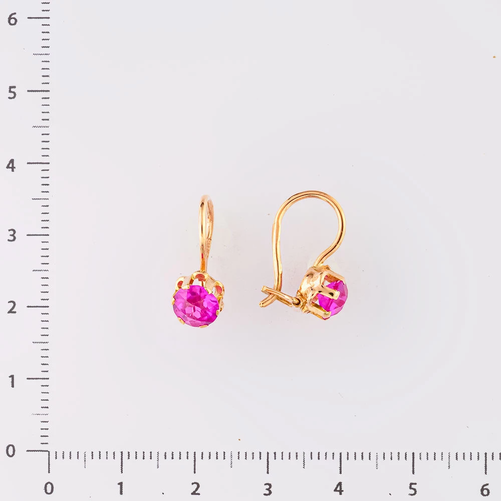 Серьги с фианитом из красного золота 583 пробы