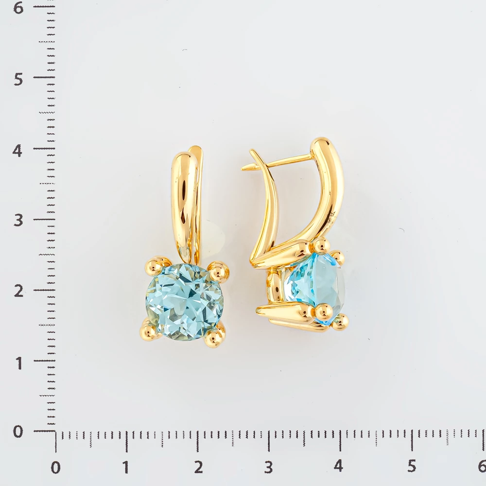 Серьги с ситаллом из желтого золота 585 пробы