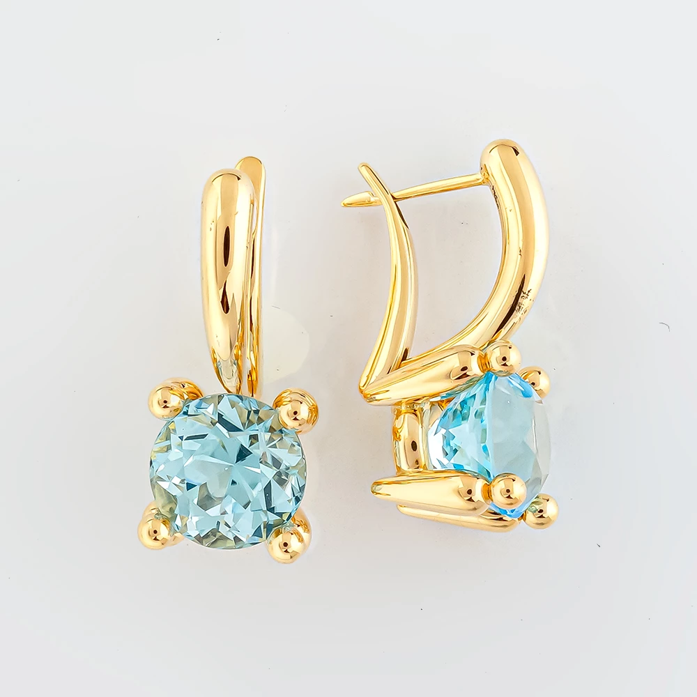 Серьги с ситаллом из желтого золота 585 пробы