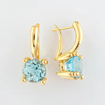 Серьги с ситаллом из желтого золота 585 пробы