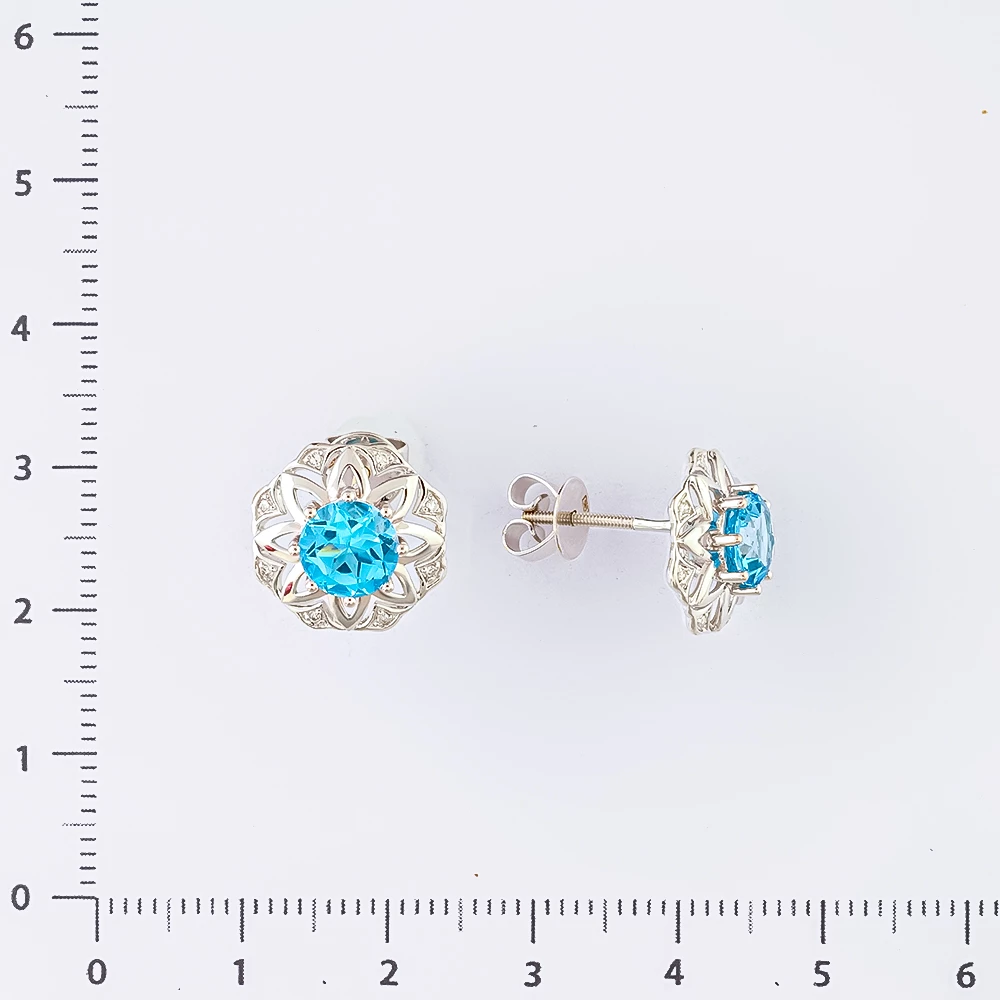 Серьги с топазом из белого золота 585 пробы