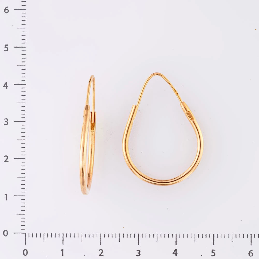 Серьги конго из красного золота 583 пробы