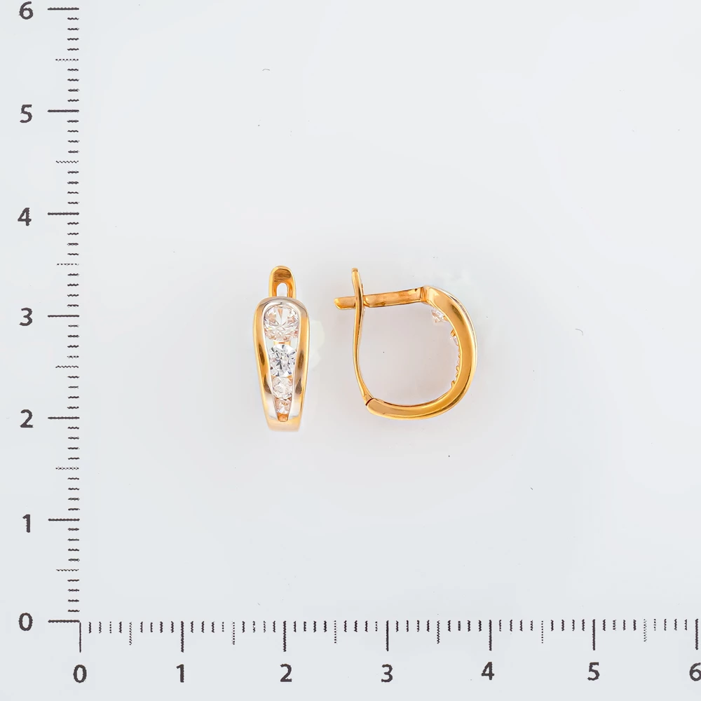 Серьги с фианитом из красного золота 585 пробы