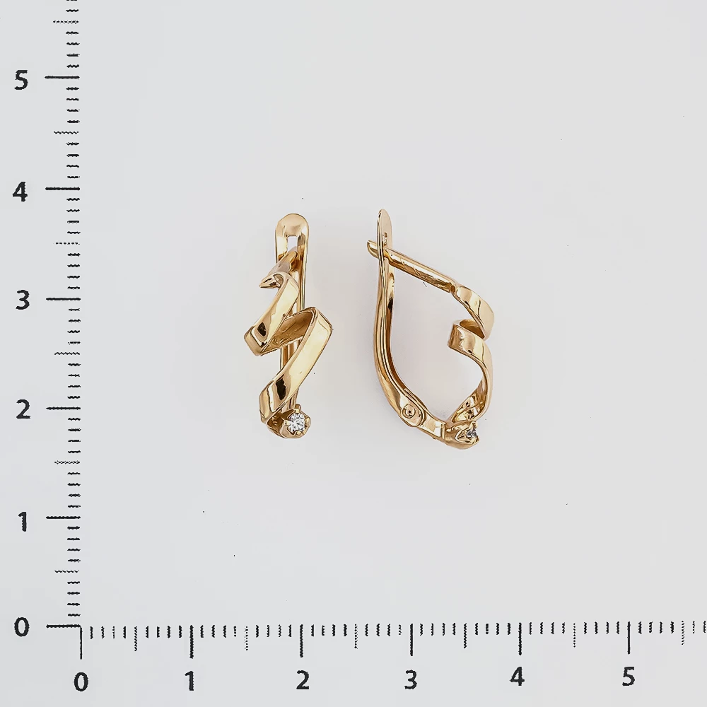 Серьги с фианитом из красного золота 585 пробы