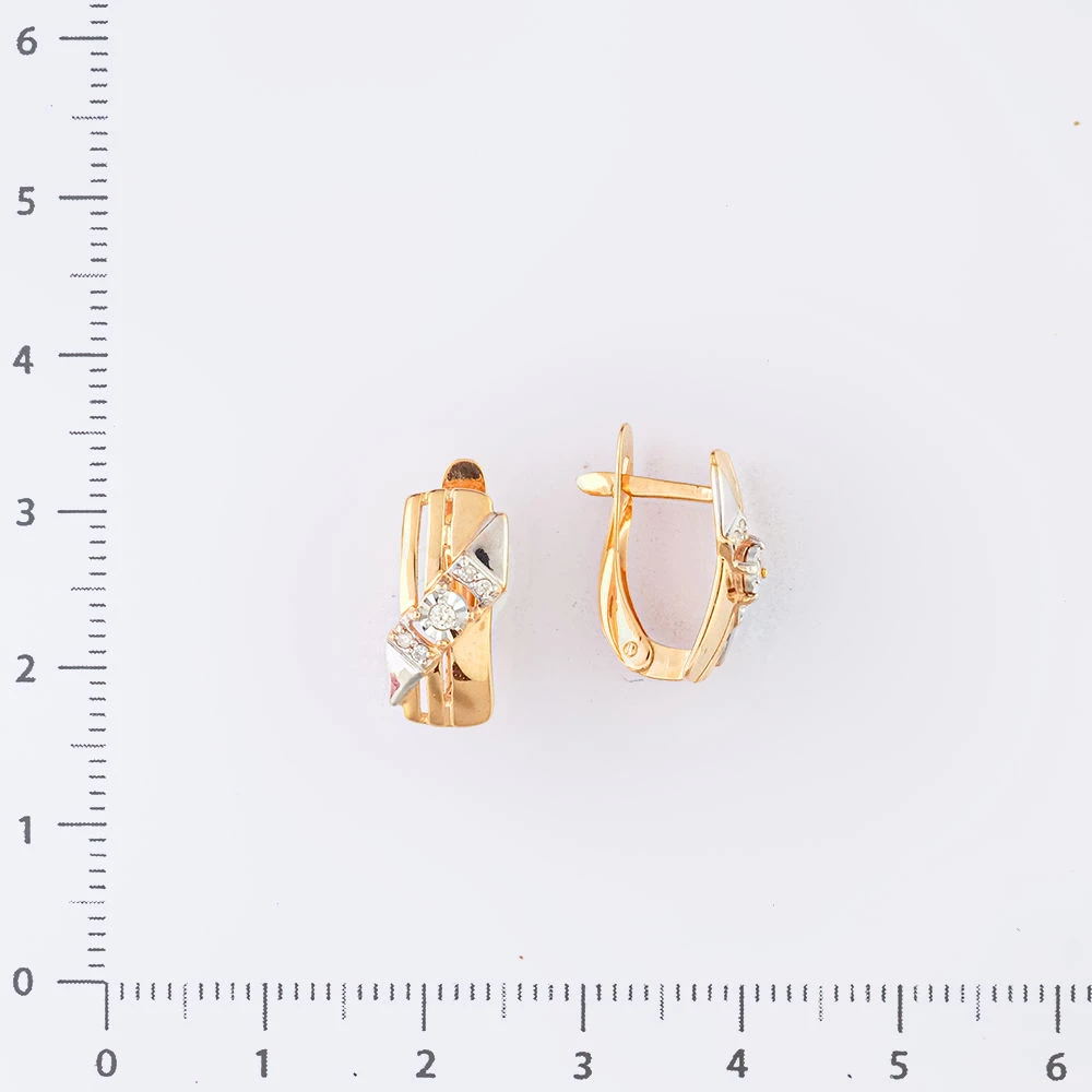 Серьги с бриллиантом из красного золота 585 пробы