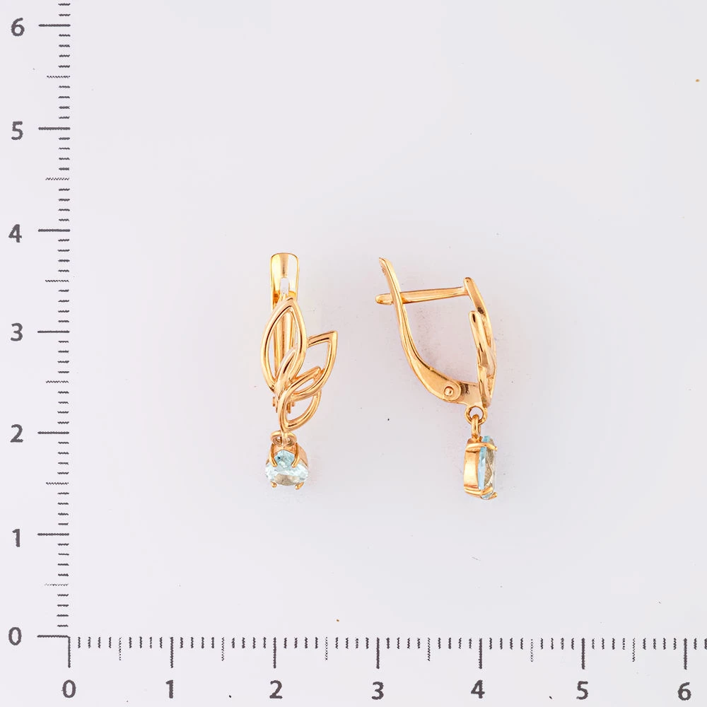 Серьги с топазом из красного золота 585 пробы