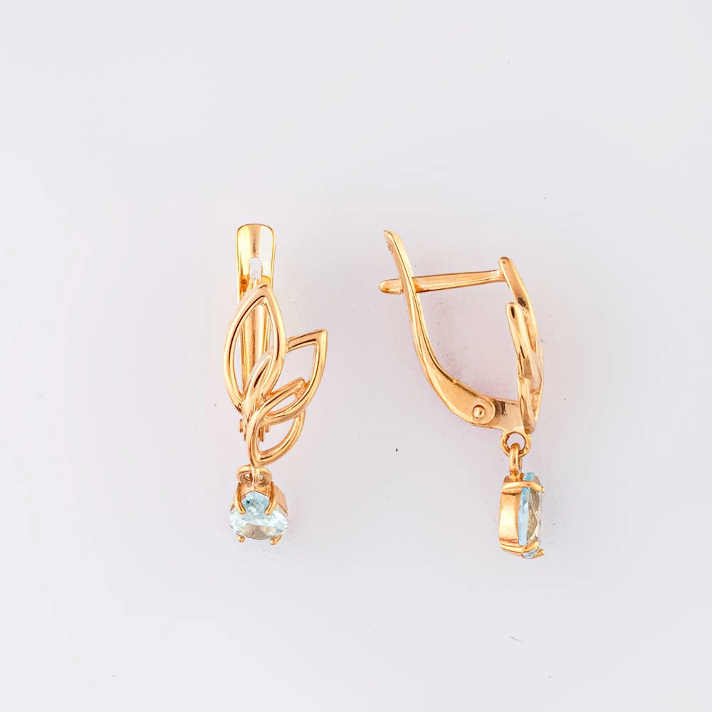 Серьги с топазом из красного золота 585 пробы