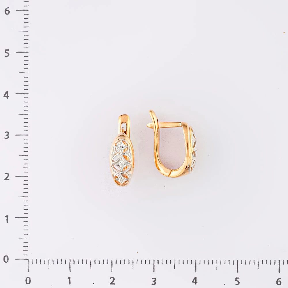 Серьги с фианитом из красного золота 585 пробы