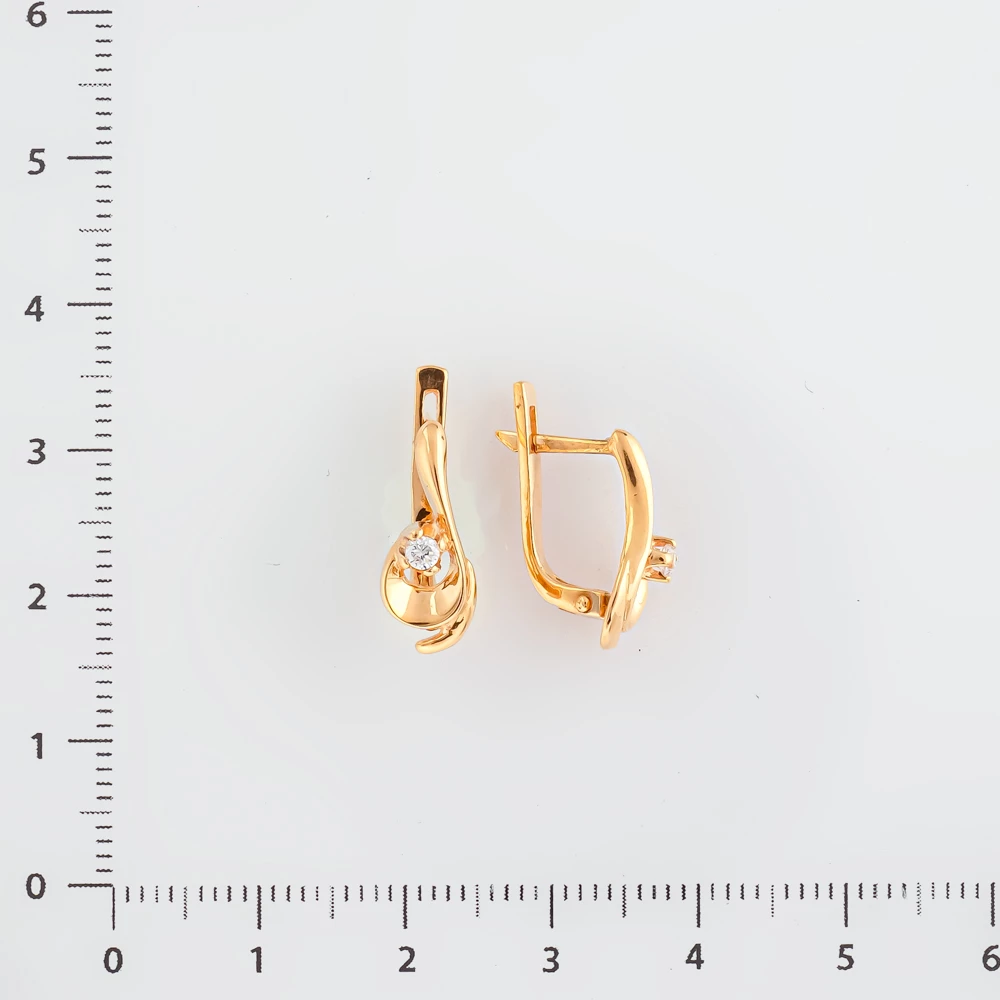 Серьги с фианитом из красного золота 585 пробы