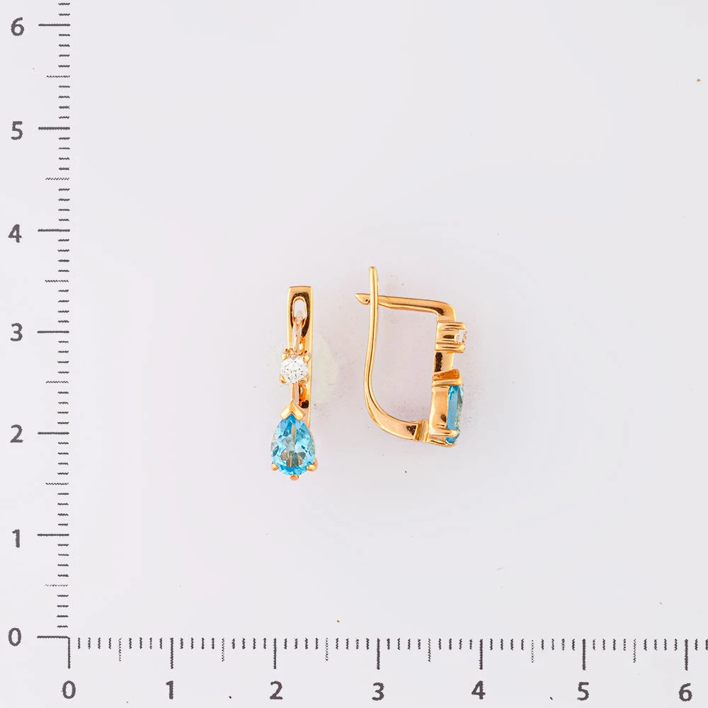 Серьги с топазом из красного золота 585 пробы