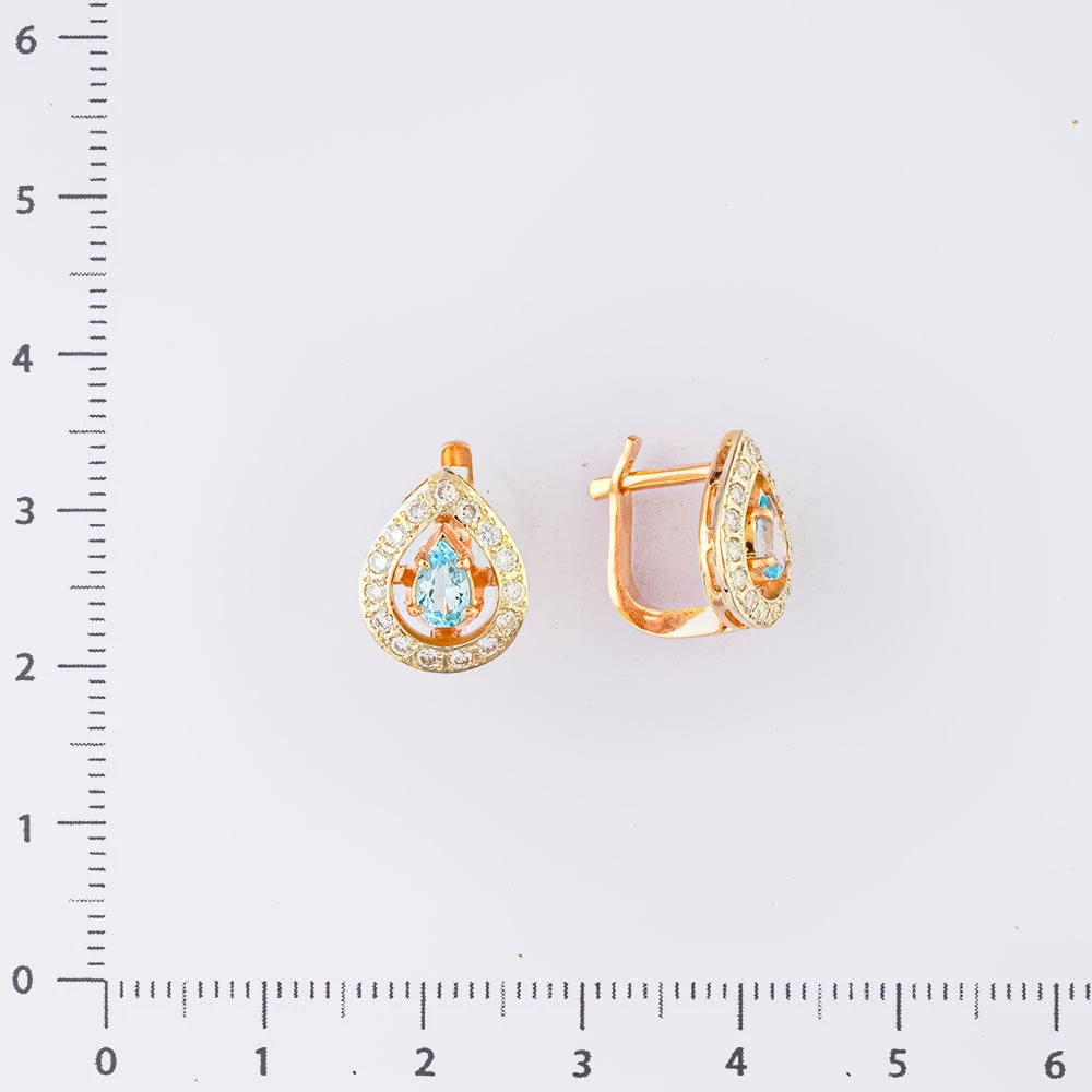 Серьги с топазом из красного золота 585 пробы