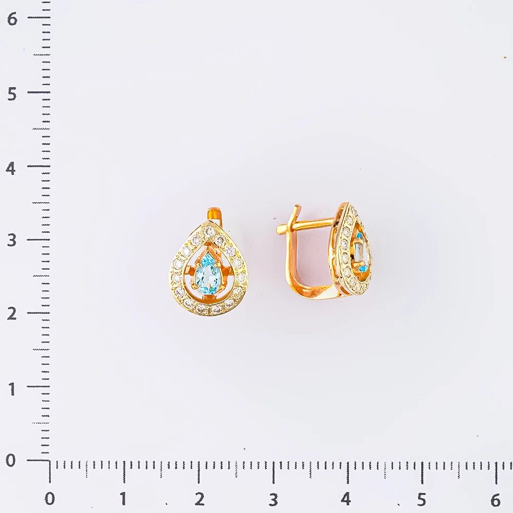 Серьги с топазом из красного золота 585 пробы