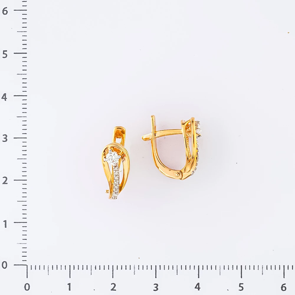 Серьги с бриллиантом из красного золота 585 пробы