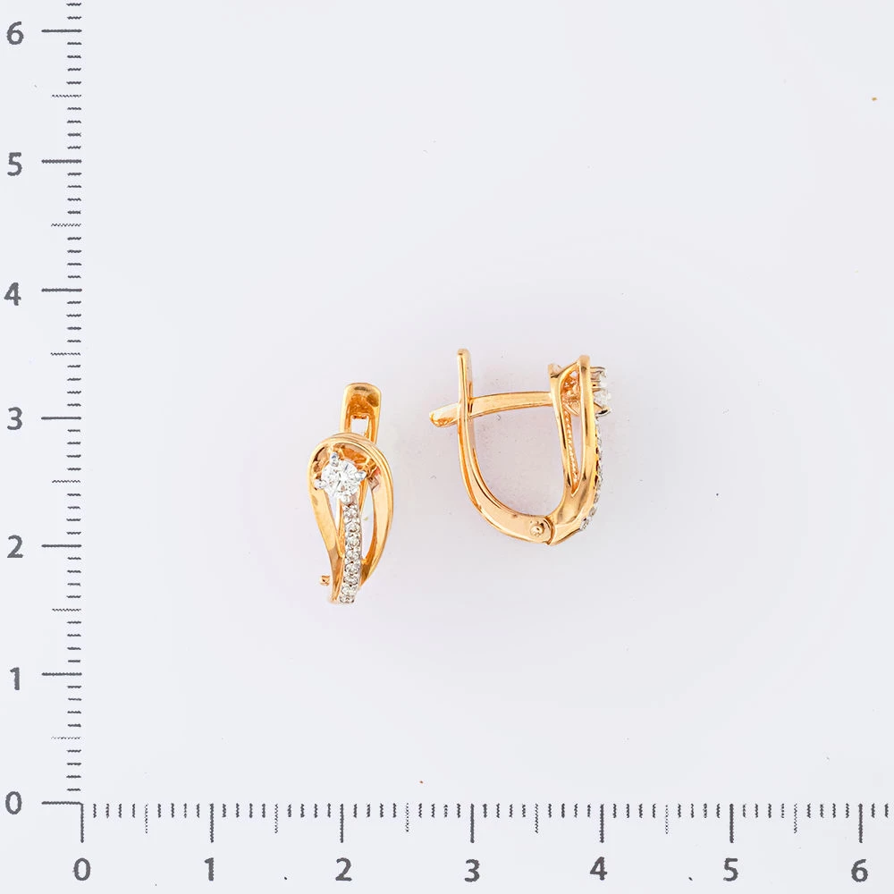 Серьги с бриллиантом из красного золота 585 пробы