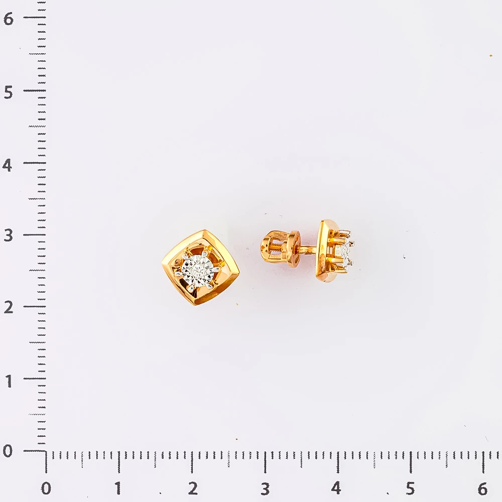 Серьги с бриллиантом из красного золота 585 пробы