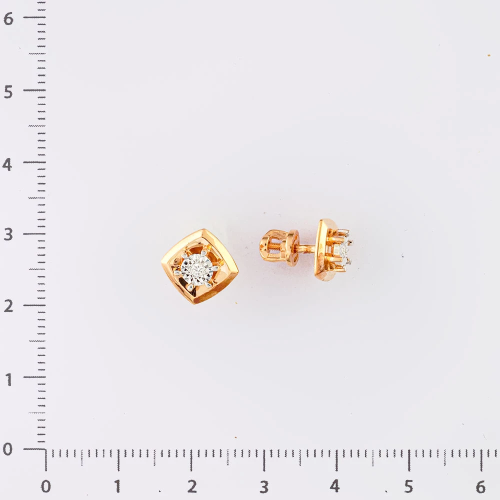 Серьги с бриллиантом из красного золота 585 пробы