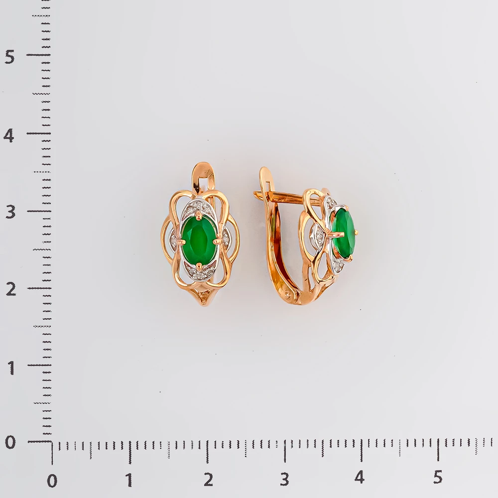 Серьги с агатом из красного золота 375 пробы