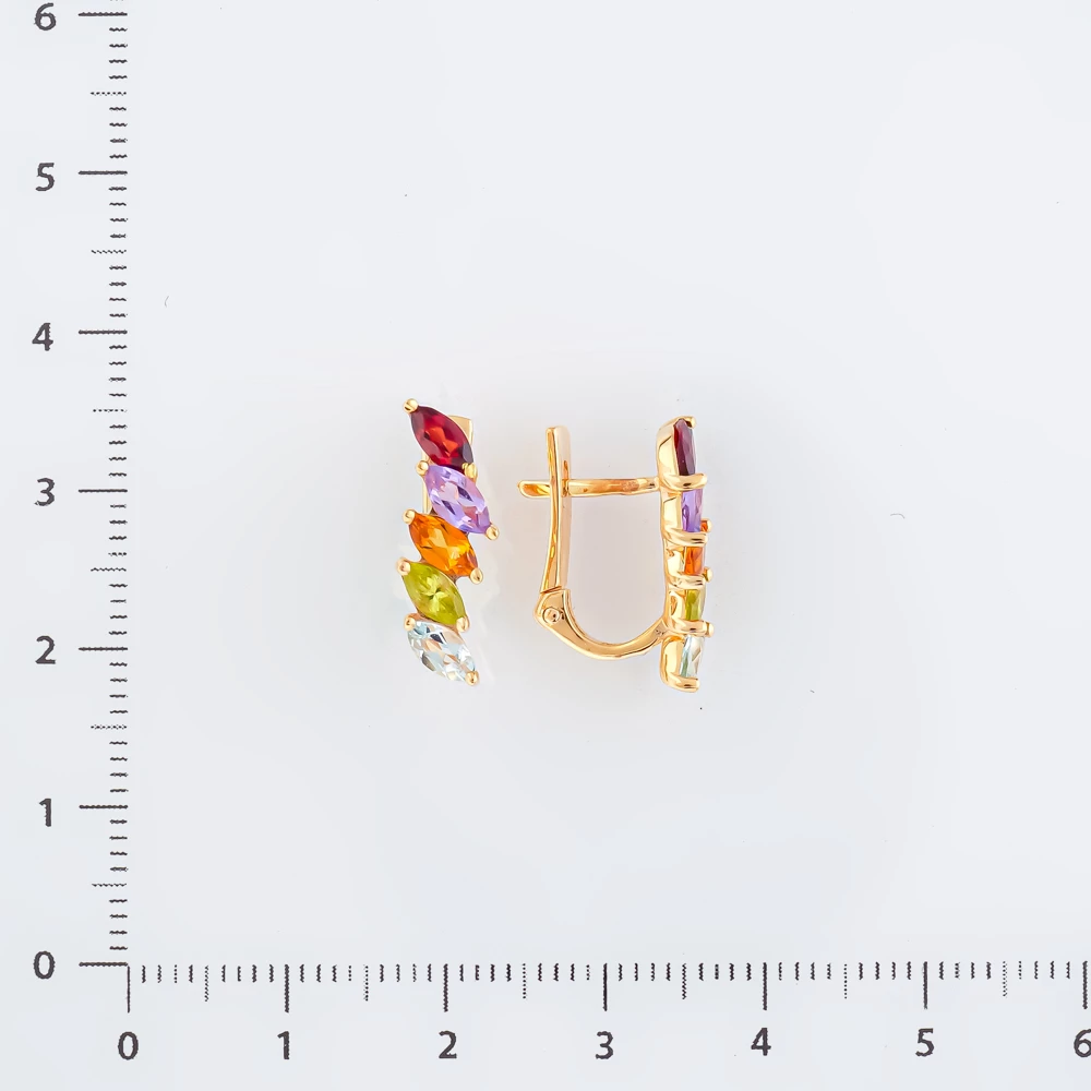 Серьги с аметистом из красного золота 585 пробы