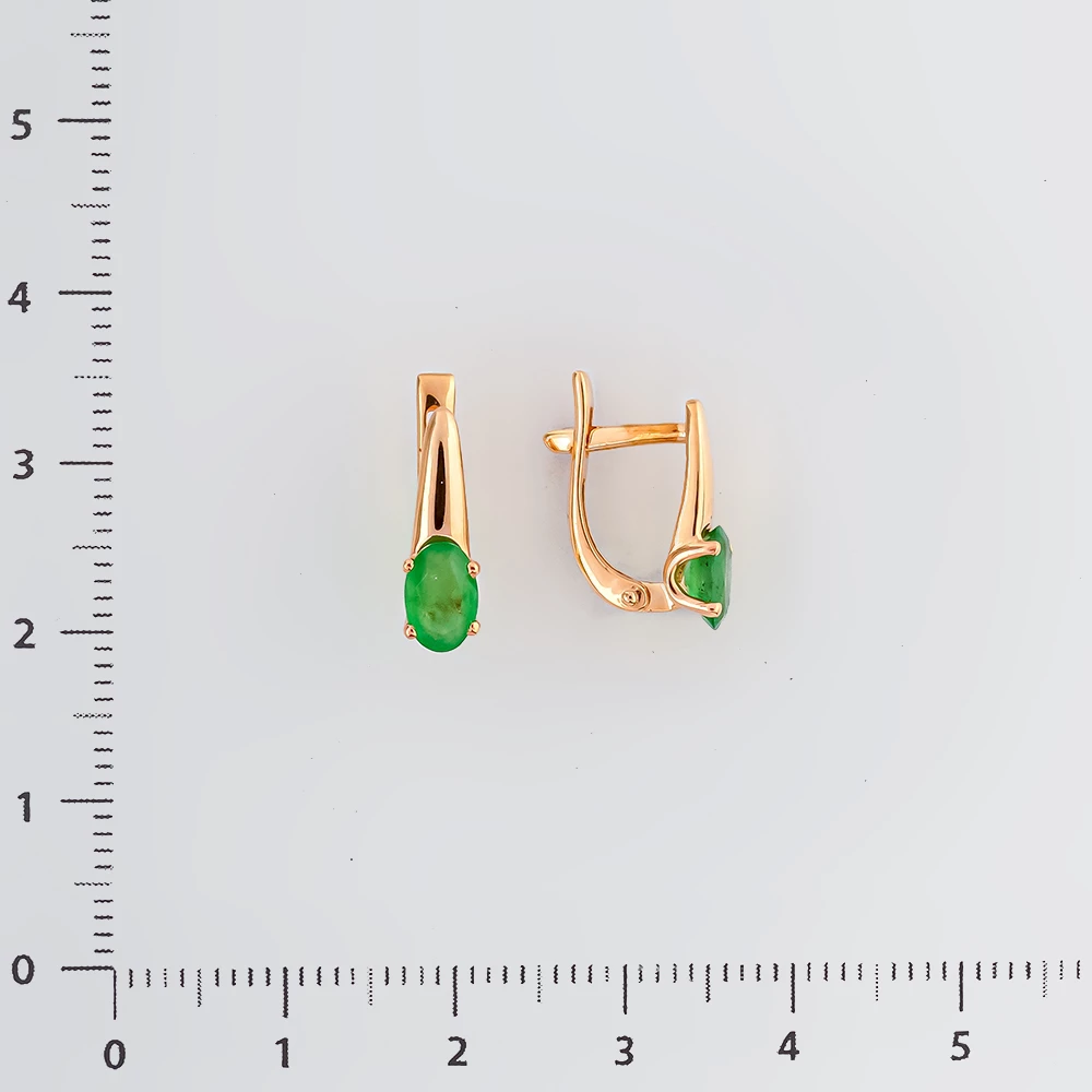 Серьги с изумрудом из красного золота 585 пробы
