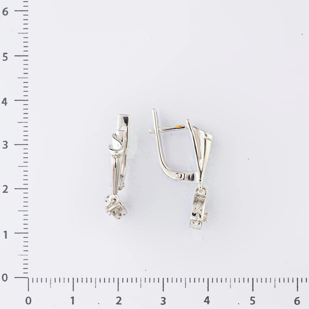 Серьги с бриллиантом из белого золота 585 пробы