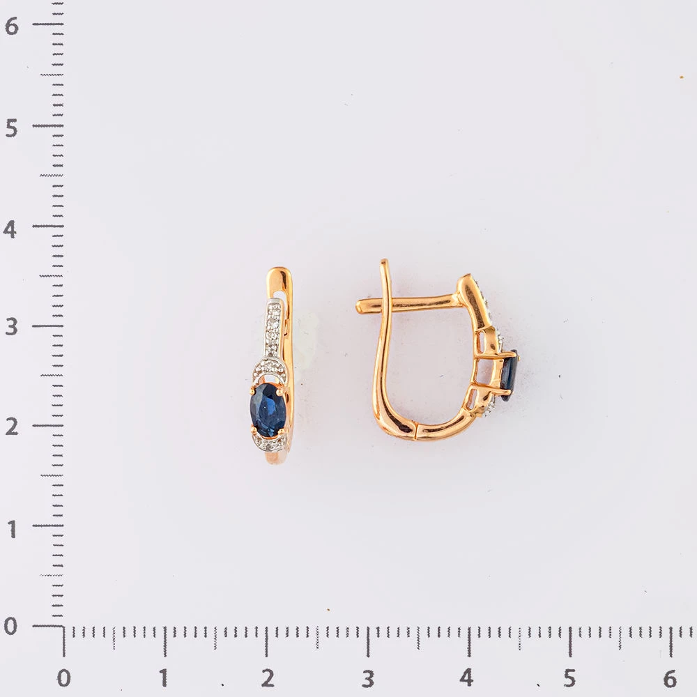 Серьги с сапфиром из красного золота 585 пробы