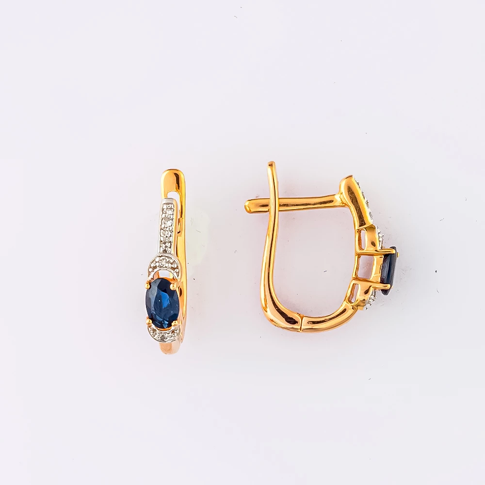 Серьги с сапфиром из красного золота 585 пробы