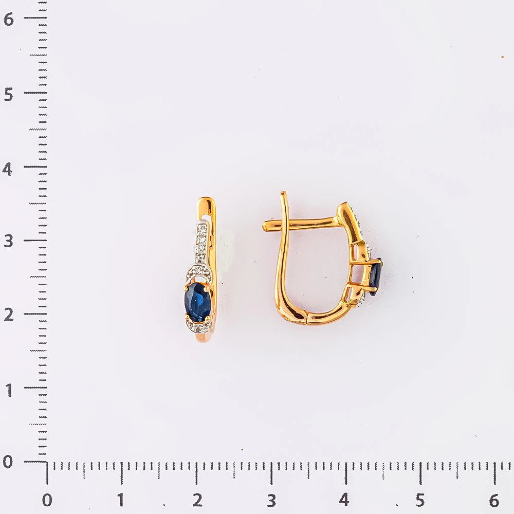 Серьги с сапфиром из красного золота 585 пробы