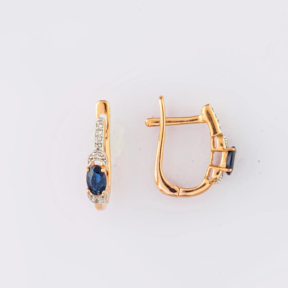Серьги с сапфиром из красного золота 585 пробы