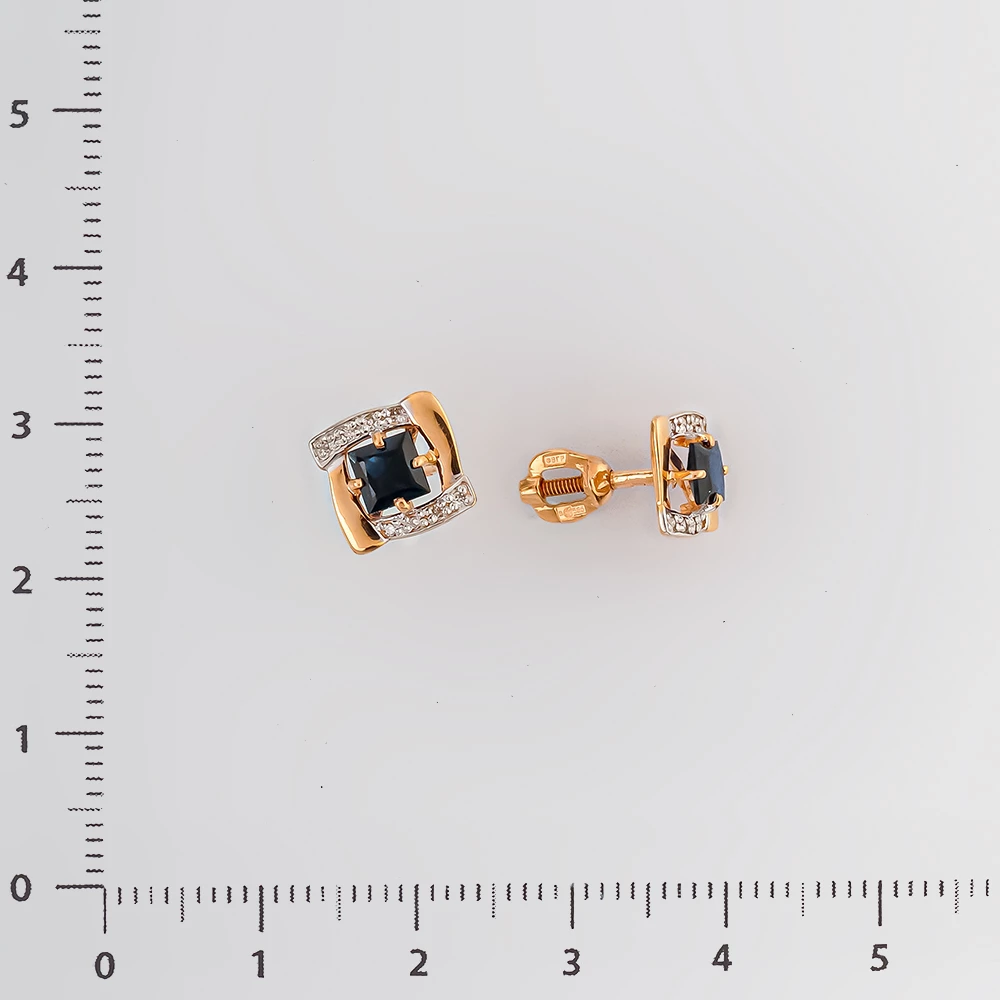 Серьги с сапфиром из красного золота 585 пробы