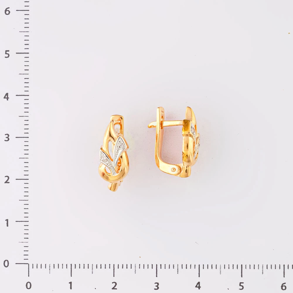 Серьги с фианитом из красного золота 585 пробы
