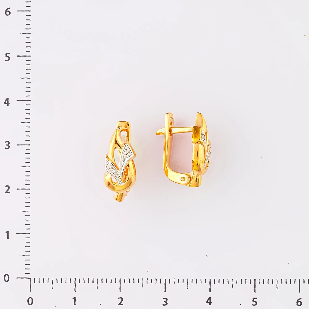 Серьги с фианитом из красного золота 585 пробы