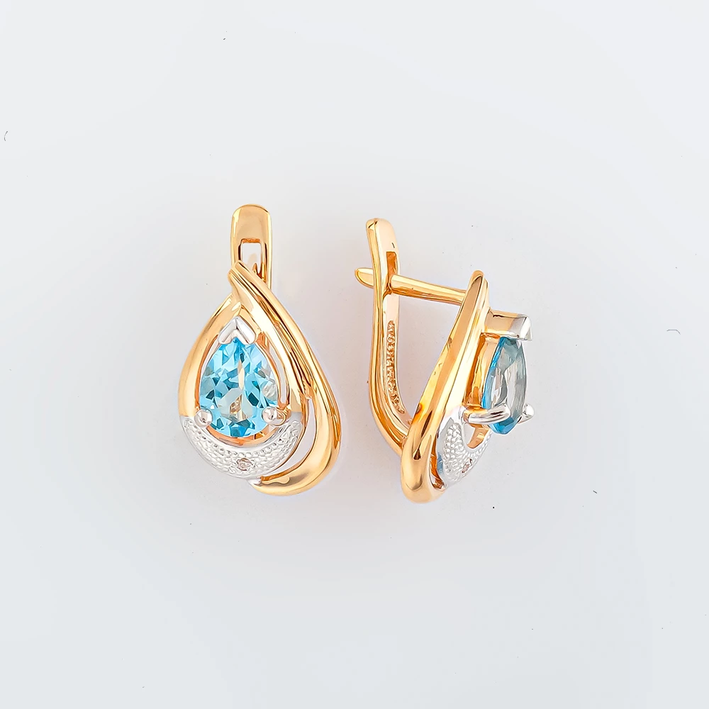 Серьги с топазом из красного золота 585 пробы
