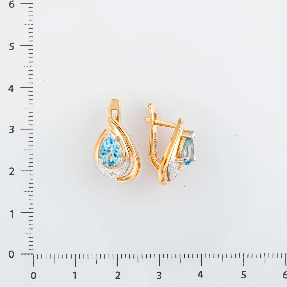 Серьги с топазом из красного золота 585 пробы
