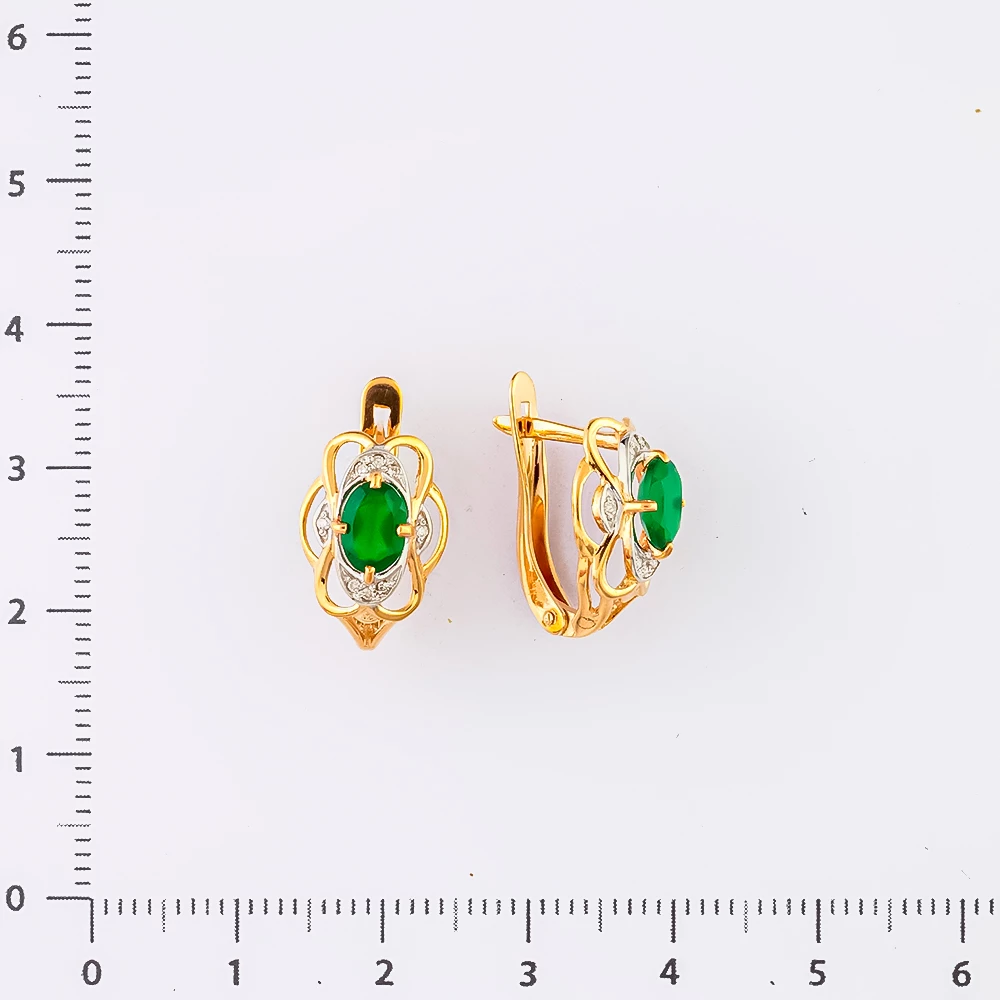 Серьги с агатом из красного золота 585 пробы